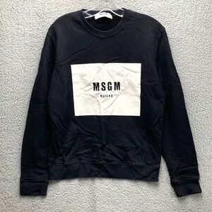 MSGM Milano Women's S Logo Sweatshirt Black Crewneck Pullover Streetwear
